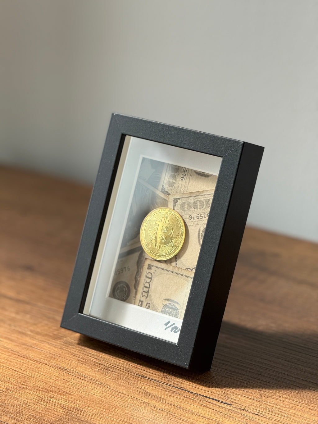 Angled view of object100™ Digital Gold Frame collectible artwork