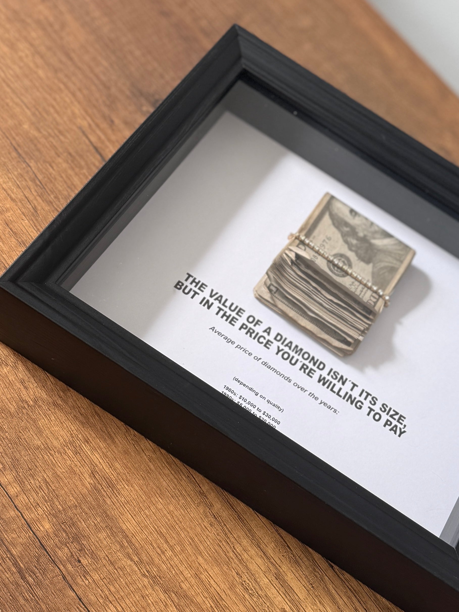 Front view of object100™ In Case of Inflation – Diamonds Frame collectible wall art
