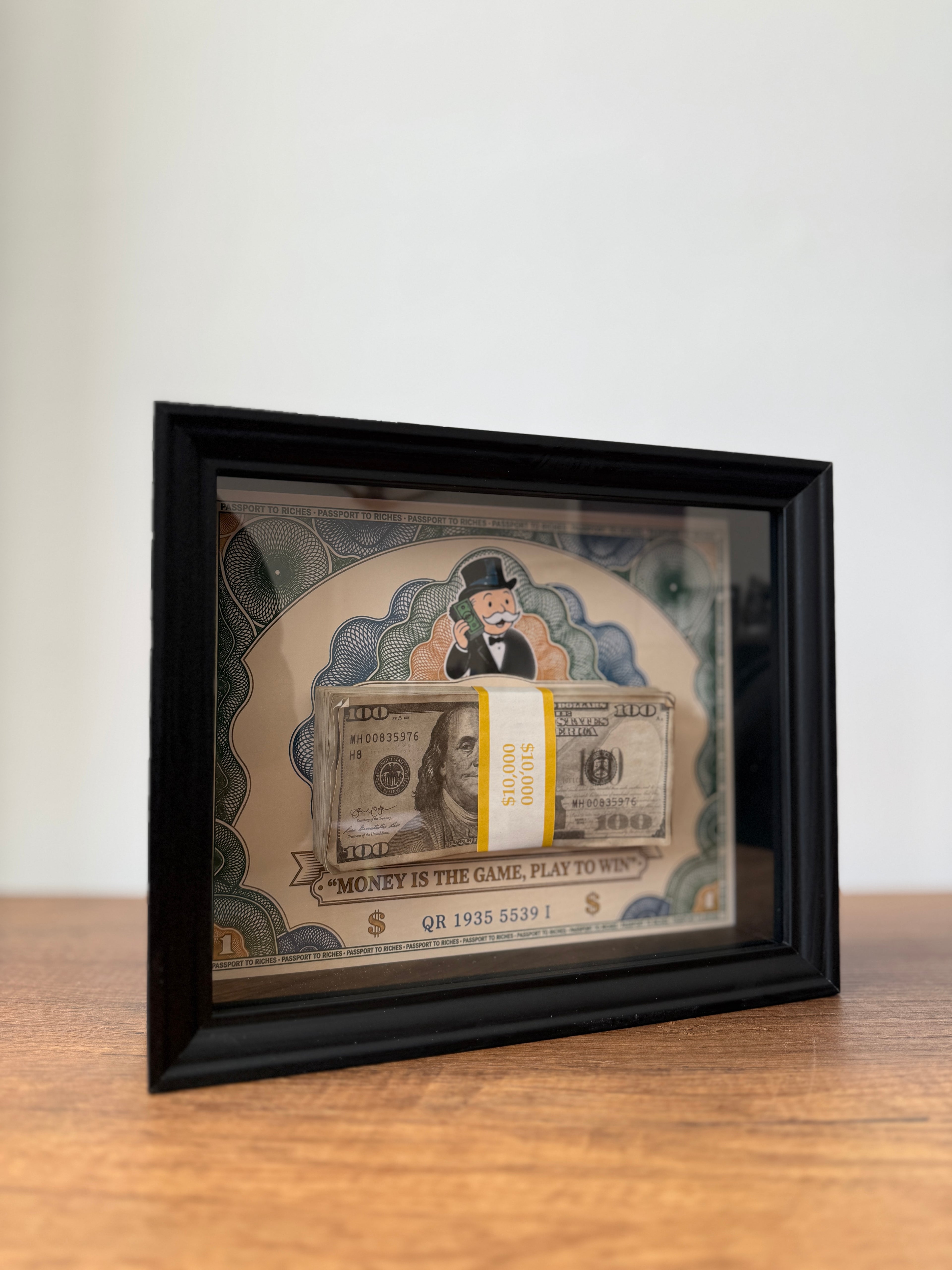 Luxury framed cash artwork by OBJECT100™